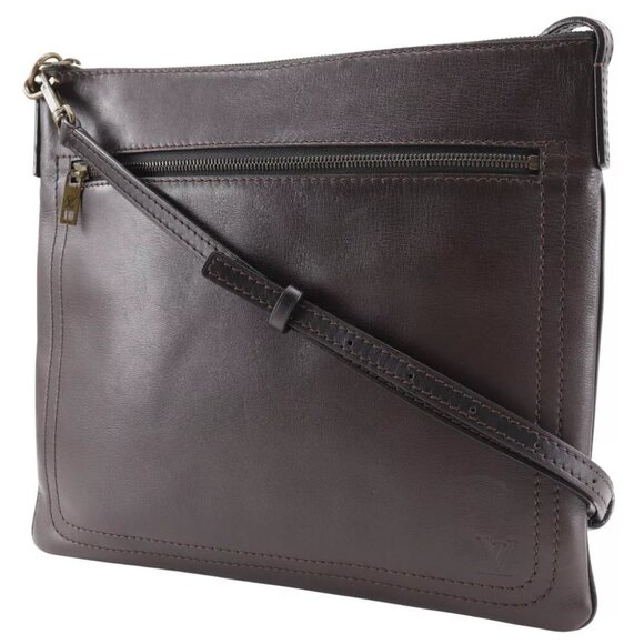 LOUIS VUITTON Sac Plat Shoulder Bag M92073 Utah Cafe Brown Calfskin mens - Picture 1 of 12